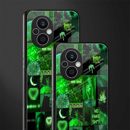 black green aesthetic collage back phone cover | glass case for oppo f21 pro 5g