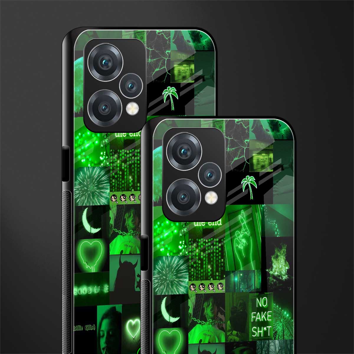 black green aesthetic collage back phone cover | glass case for oneplus nord ce 2 lite 5g