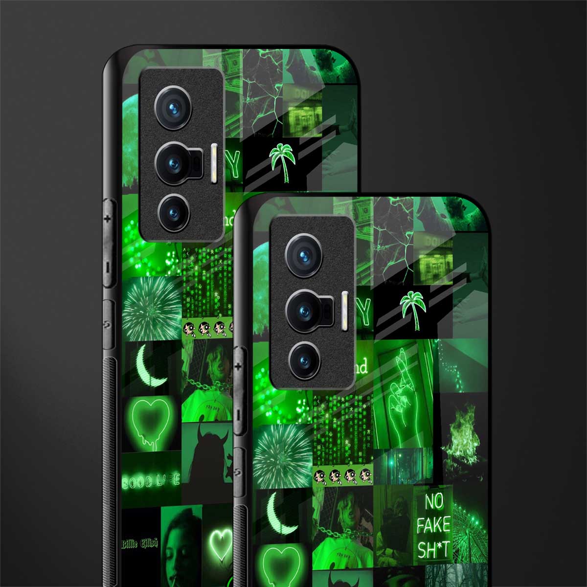 black green aesthetic collage glass case for vivo x70 image-2