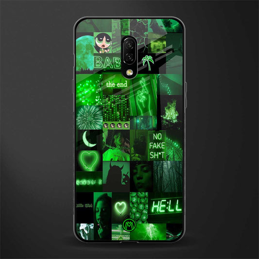 black green aesthetic collage glass case for oneplus 7 image