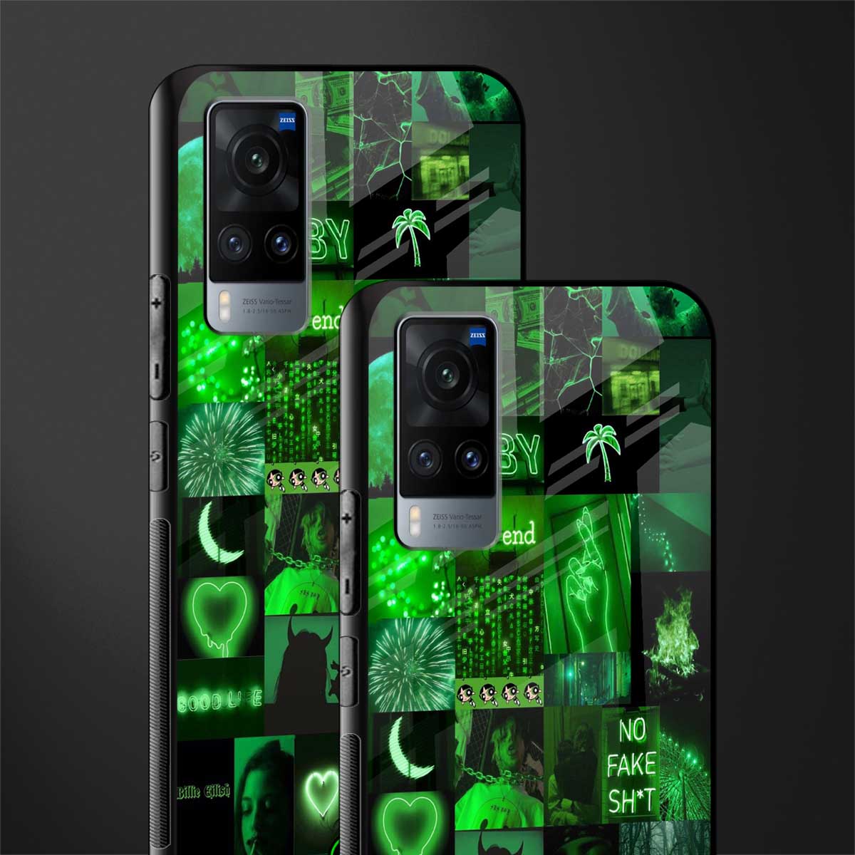 black green aesthetic collage glass case for vivo x60 image-2