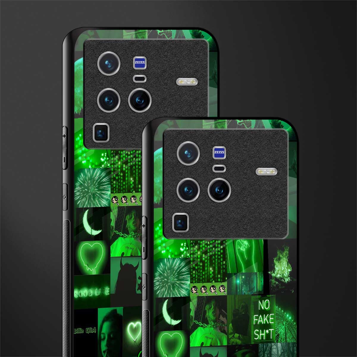black green aesthetic collage glass case for vivo x80 pro 5g image-2