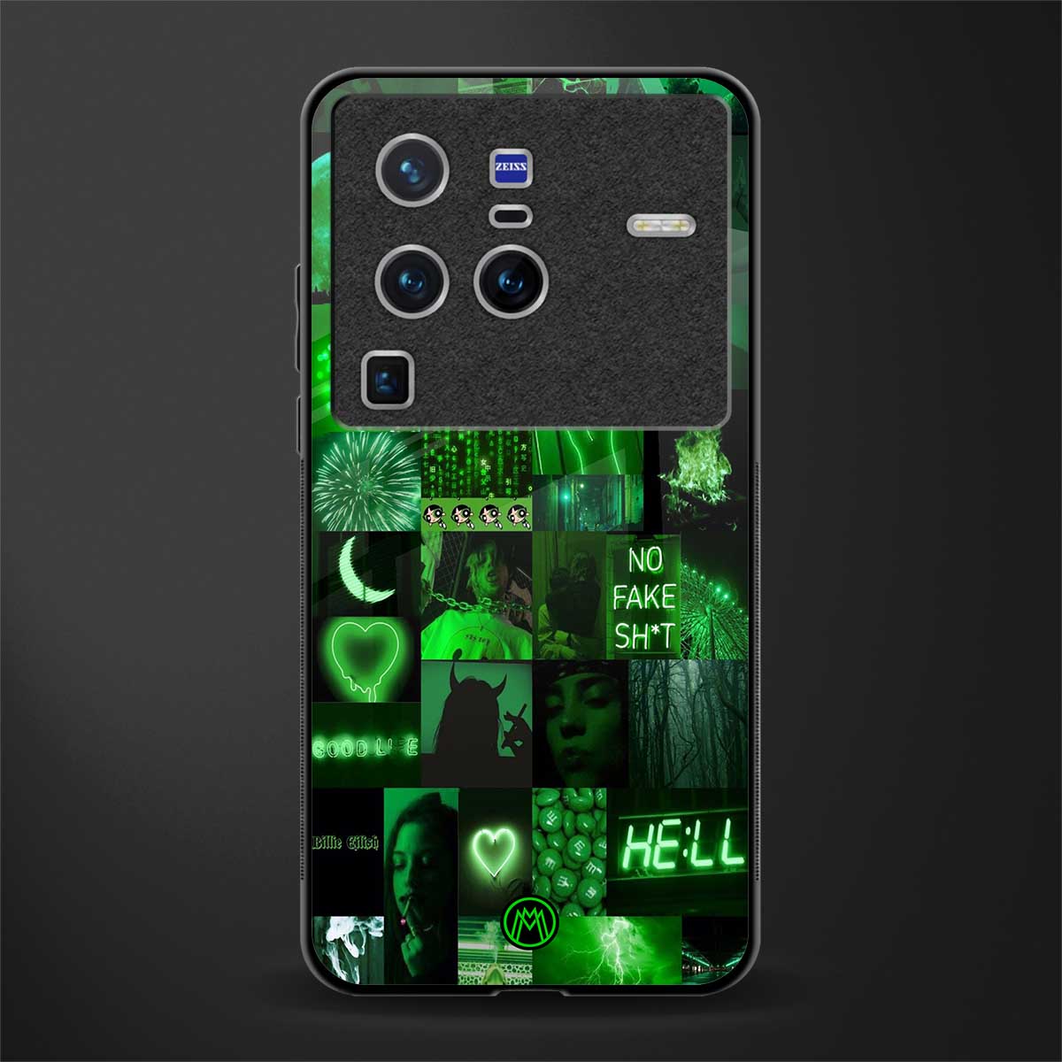 black green aesthetic collage glass case for vivo x80 pro 5g image