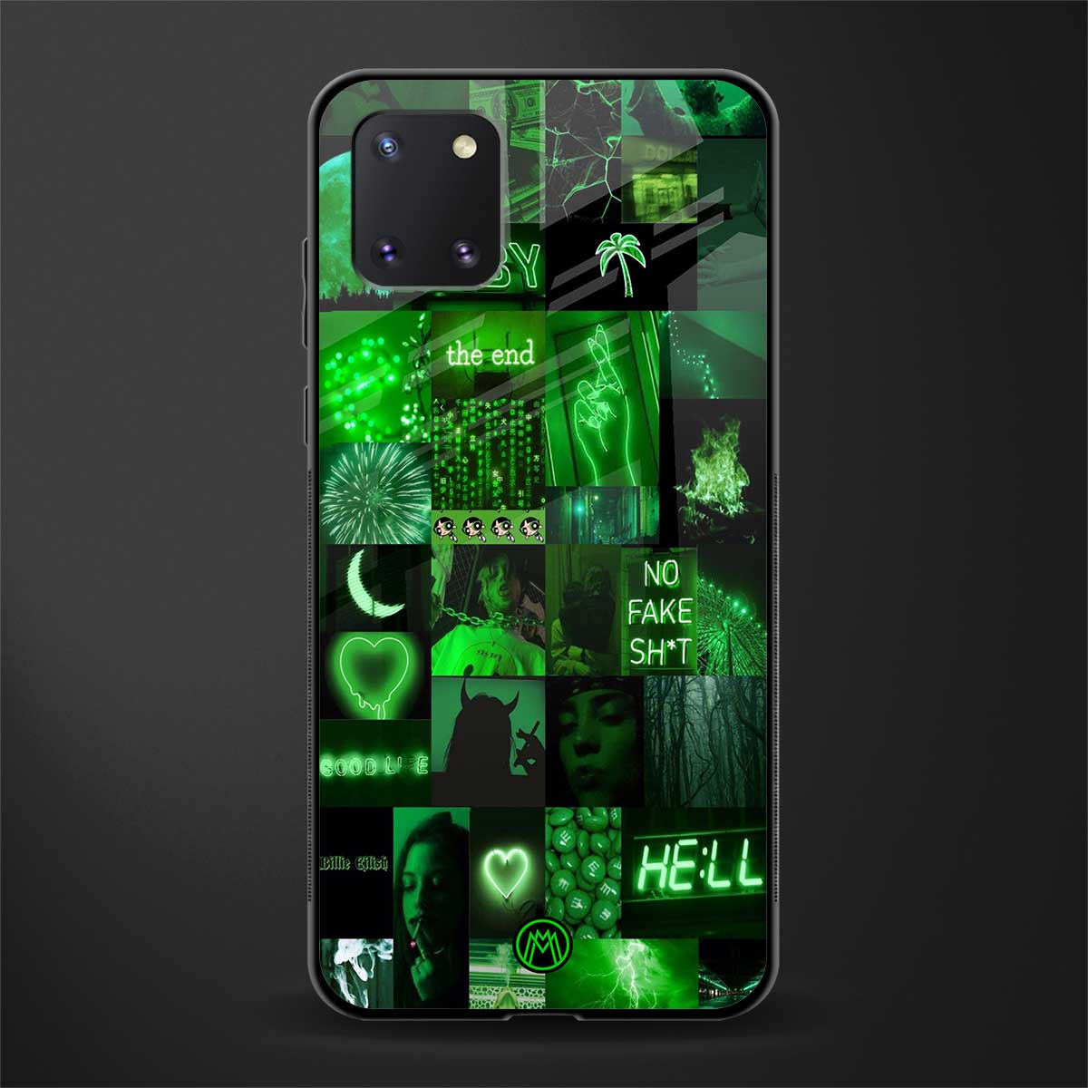 black green aesthetic collage glass case for samsung galaxy note 10 lite image