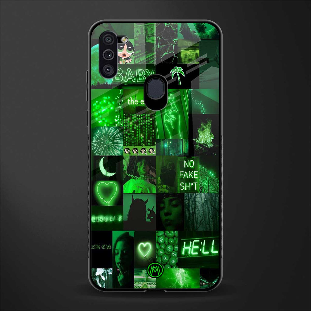 black green aesthetic collage glass case for samsung galaxy m11 image
