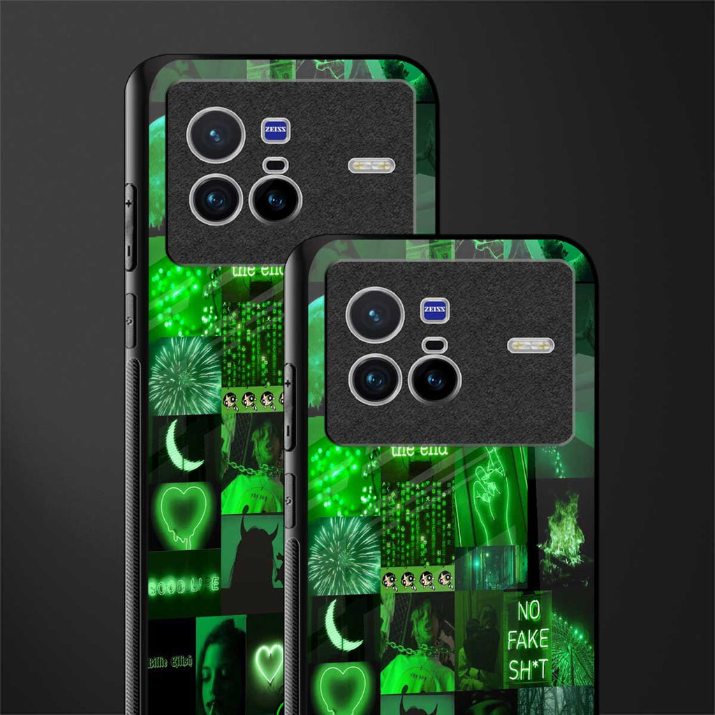 black green aesthetic collage glass case for vivo x80 image-2