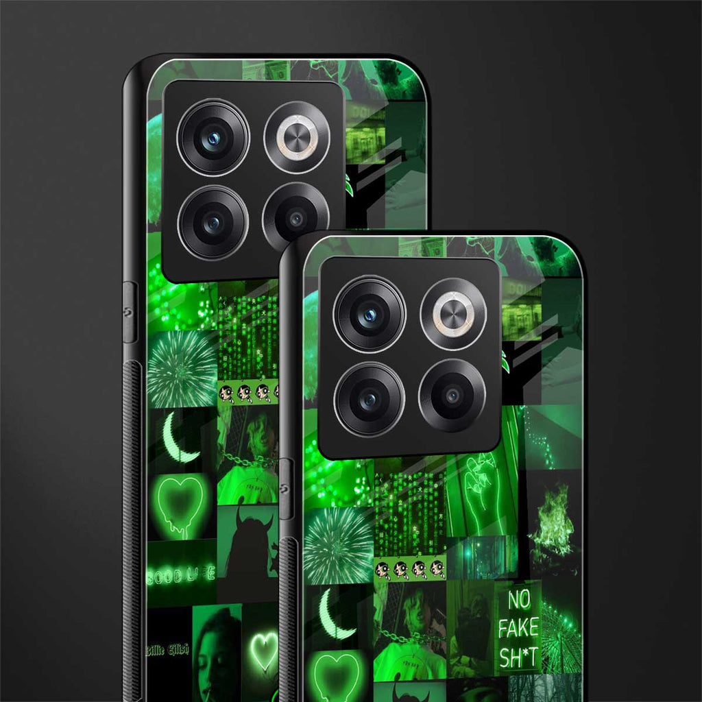 black green aesthetic collage back phone cover | glass case for oneplus 10t