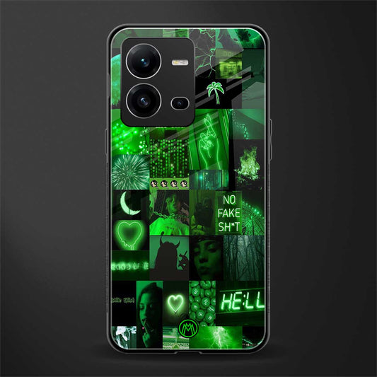 black green aesthetic collage back phone cover | glass case for vivo v25-5g
