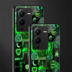 black green aesthetic collage back phone cover | glass case for vivo v25 pro 5g
