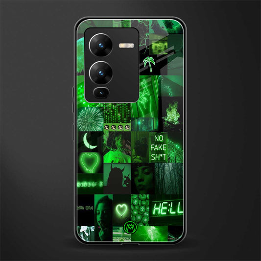 black green aesthetic collage back phone cover | glass case for vivo v25 pro 5g