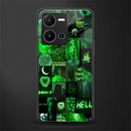 black green aesthetic collage back phone cover | glass case for vivo y35 4g