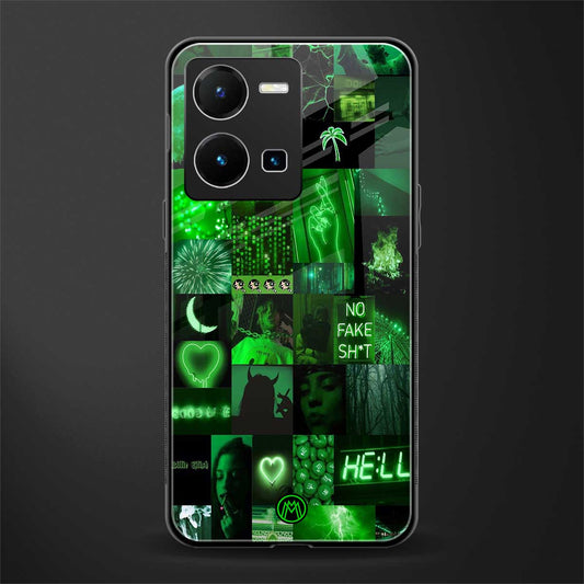 black green aesthetic collage back phone cover | glass case for vivo y35 4g