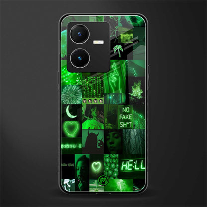 black green aesthetic collage back phone cover | glass case for vivo y22