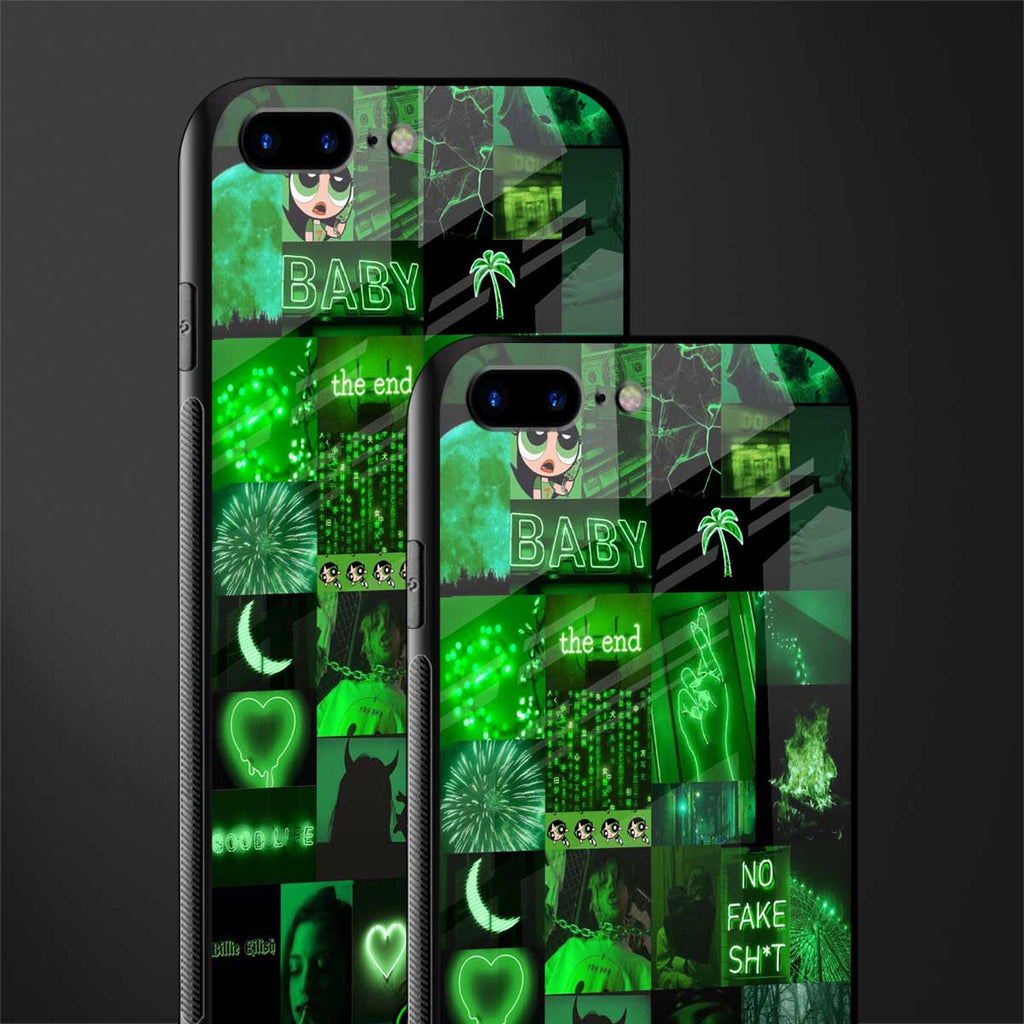 black green aesthetic collage glass case for iphone 7 plus image-2