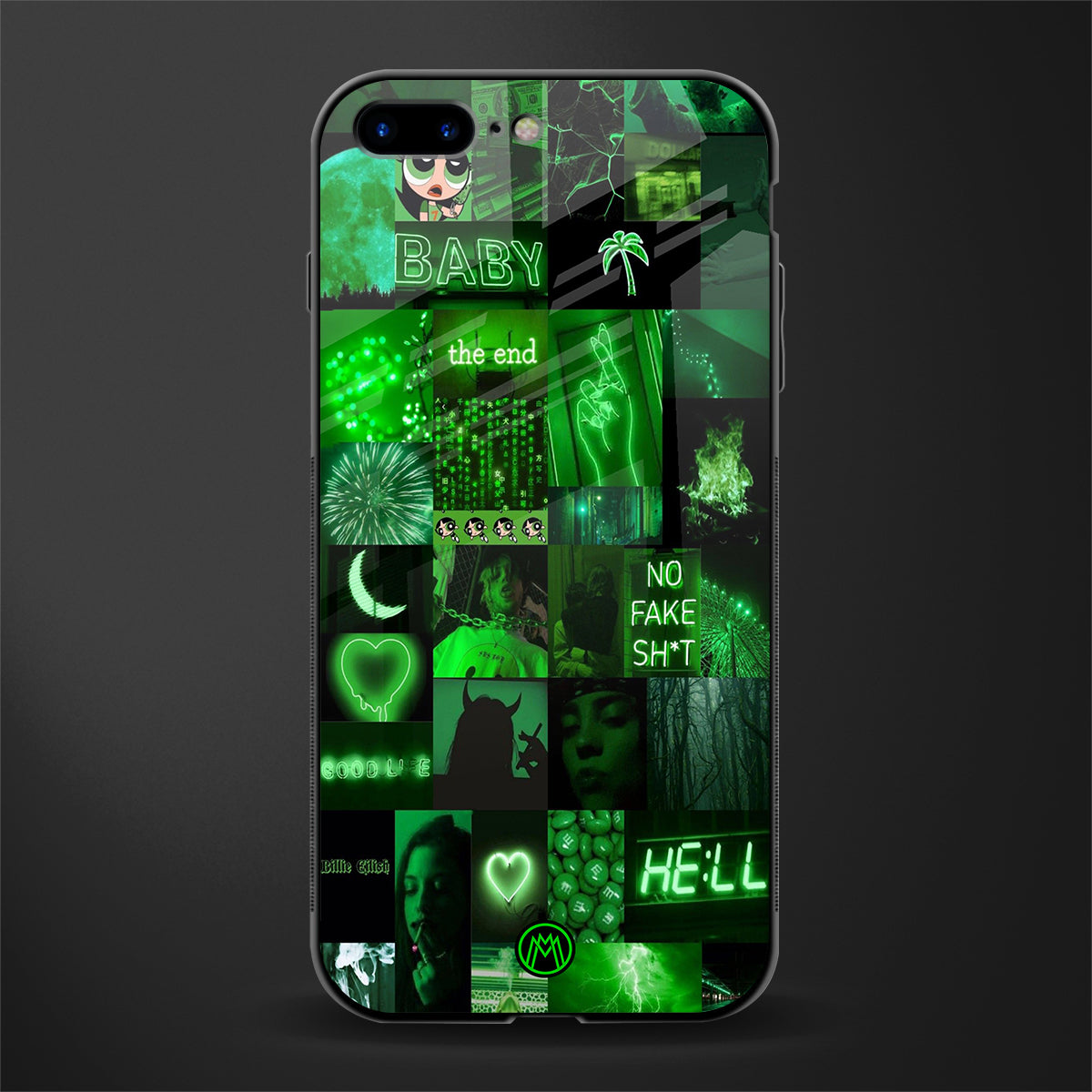 black green aesthetic collage glass case for iphone 8 plus image