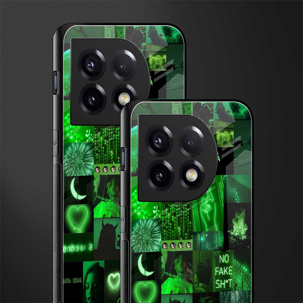 black green aesthetic collage back phone cover | glass case for oneplus 11