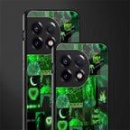 black green aesthetic collage back phone cover | glass case for oneplus 11r