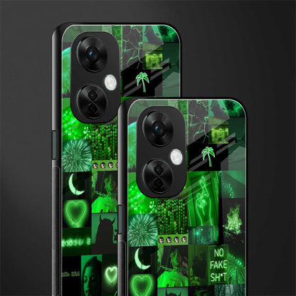 black green aesthetic collage back phone cover | glass case for oneplus nord ce 3 lite