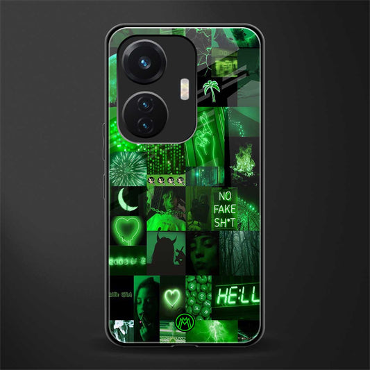 black green aesthetic collage back phone cover | glass case for vivo t1 44w 4g