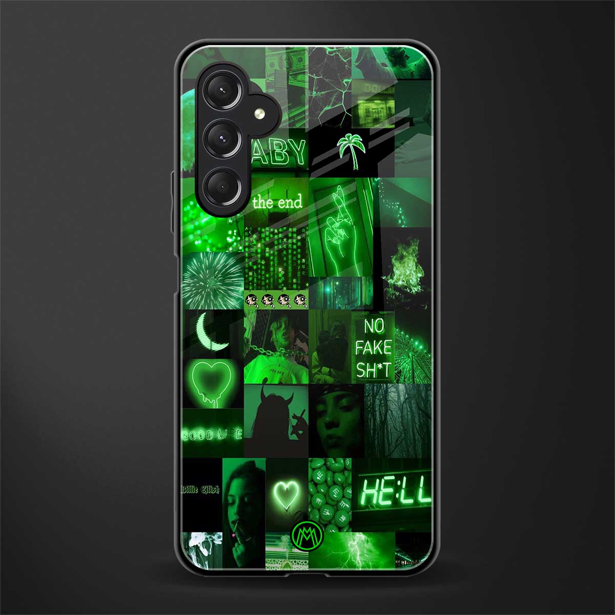 black green aesthetic collage back phone cover | glass case for samsun galaxy a24 4g