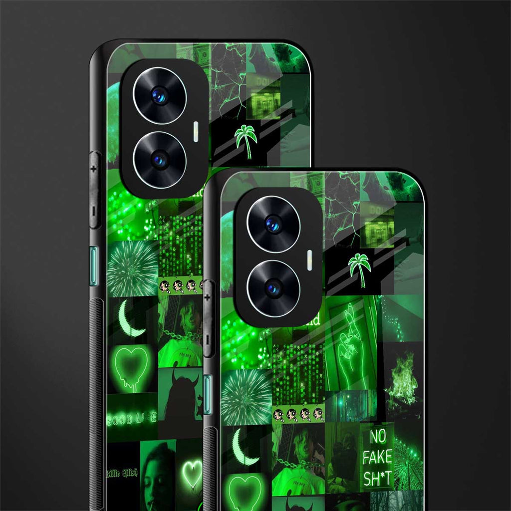 black green aesthetic collage back phone cover | glass case for realme c55