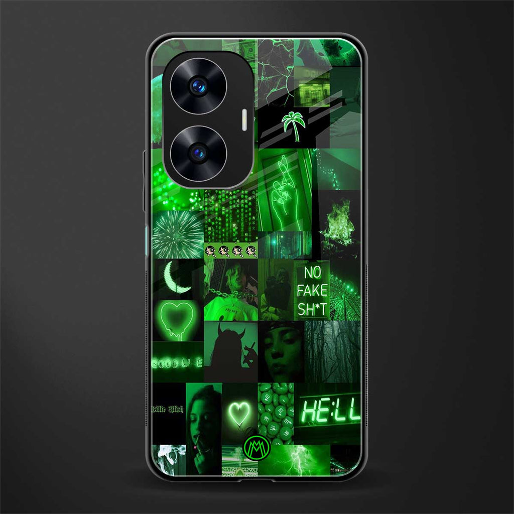 black green aesthetic collage back phone cover | glass case for realme c55