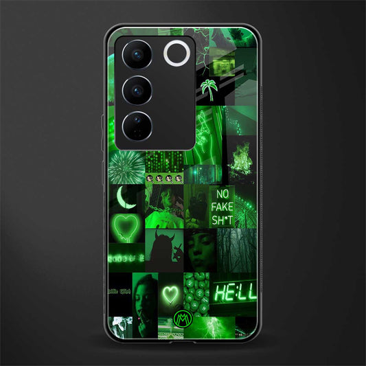 black green aesthetic collage back phone cover | glass case for vivo v27 pro 5g