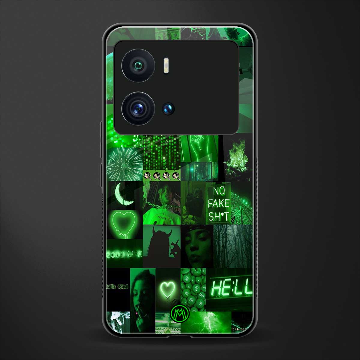 black green aesthetic collage back phone cover | glass case for iQOO 9 Pro