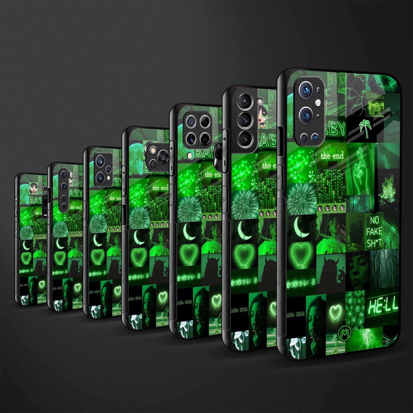 black green aesthetic collage glass case for samsung galaxy a71 image-3