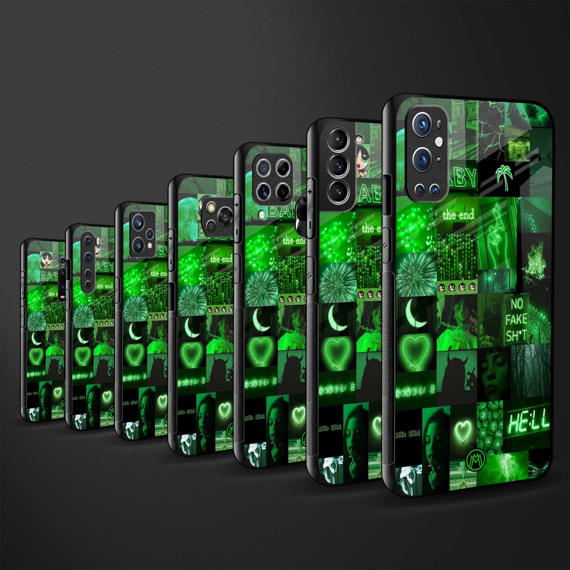 black green aesthetic collage glass case for samsung galaxy a71 image-3