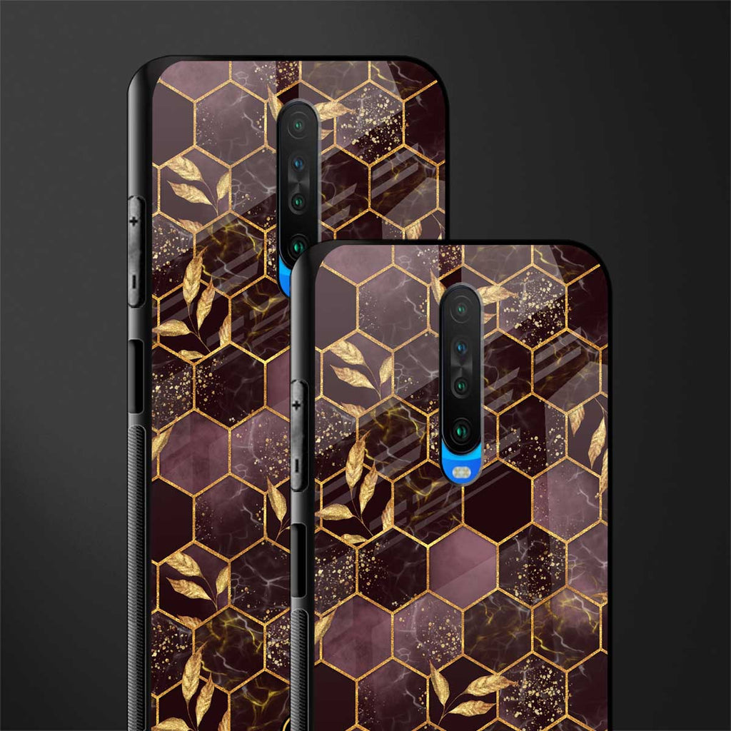black maroon tile marble glass case for poco x2 image-2