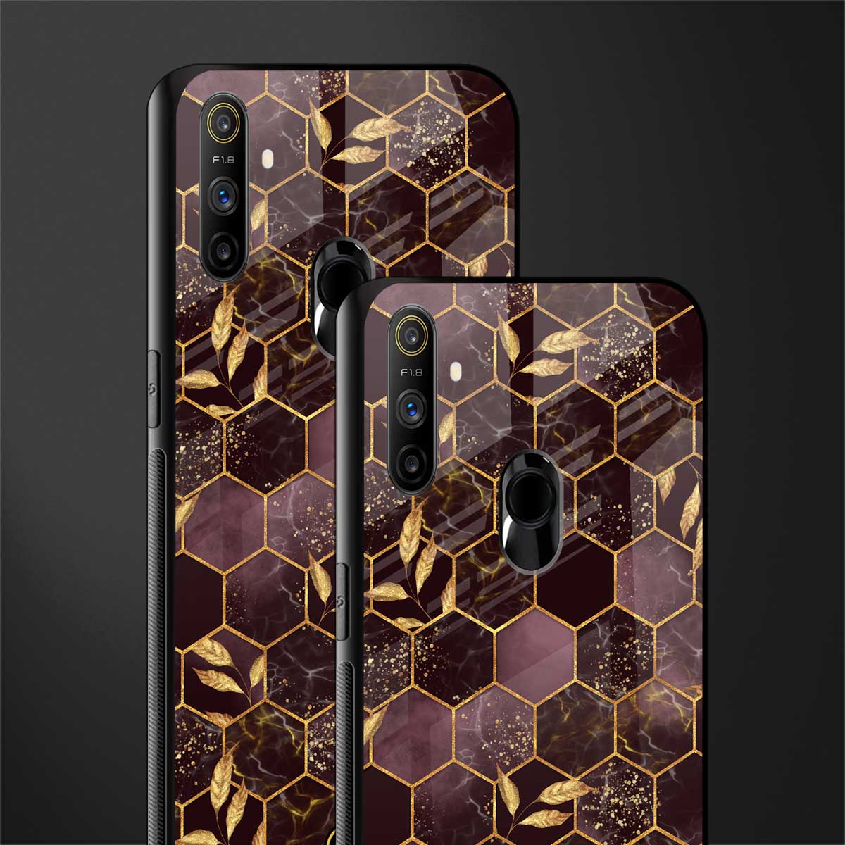 black maroon tile marble glass case for realme narzo 20a image-2