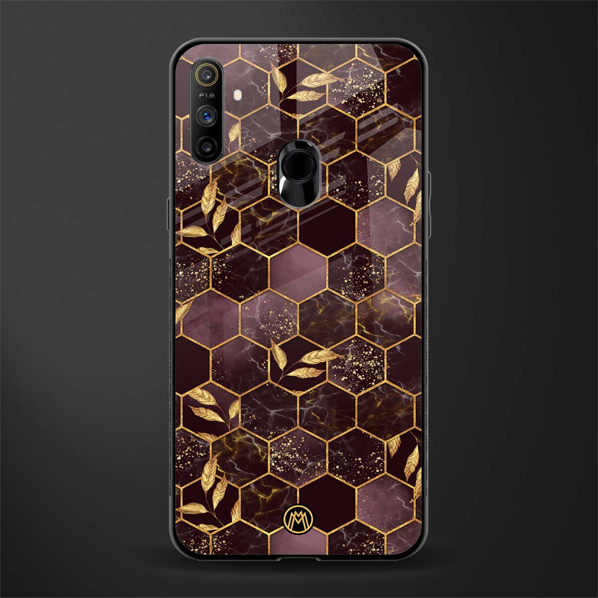 black maroon tile marble glass case for realme narzo 10a image