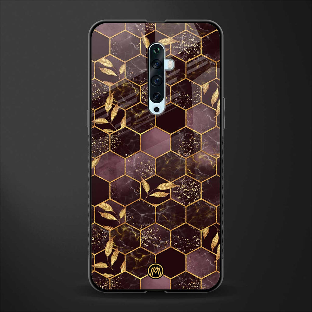 black maroon tile marble glass case for oppo reno 2z image