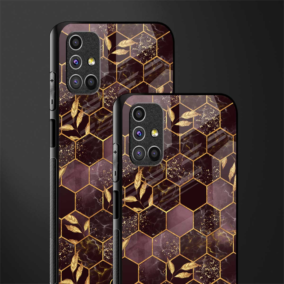 black maroon tile marble glass case for samsung galaxy m51 image-2