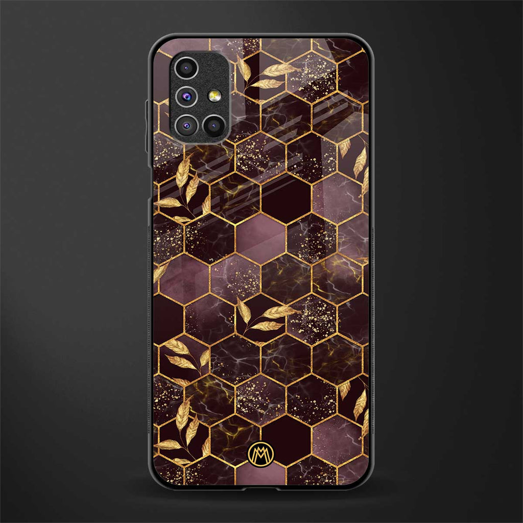 black maroon tile marble glass case for samsung galaxy m51 image