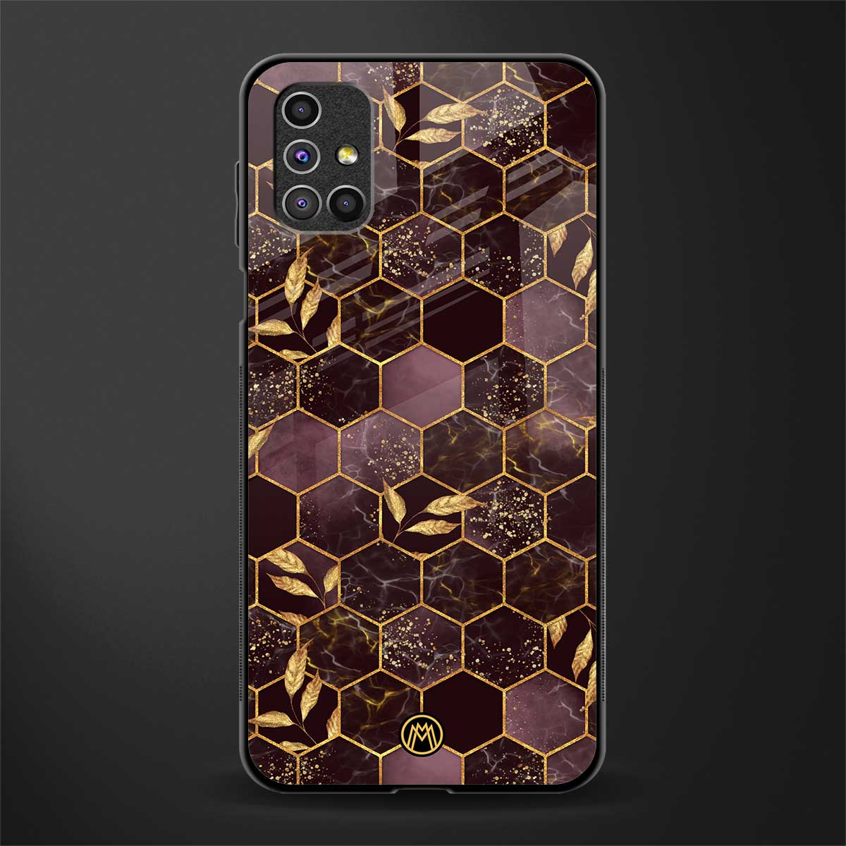 black maroon tile marble glass case for samsung galaxy m51 image