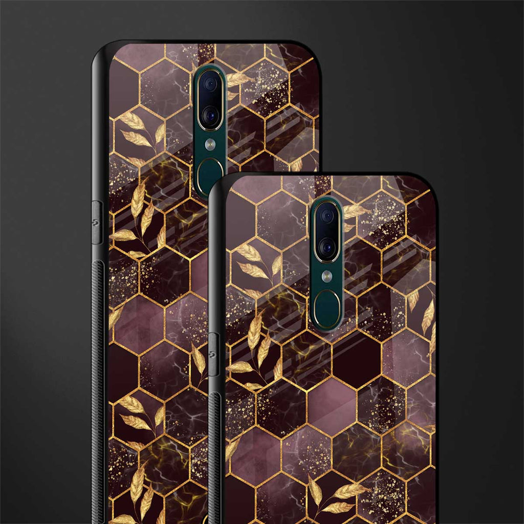 black maroon tile marble glass case for oppo f11 image-2