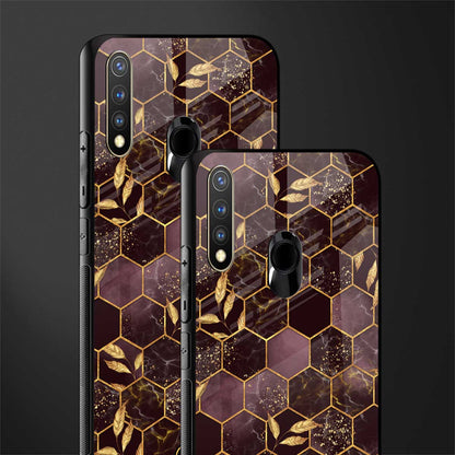 black maroon tile marble glass case for vivo y19 image-2