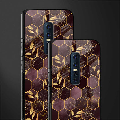 black maroon tile marble glass case for vivo v17 pro image-2