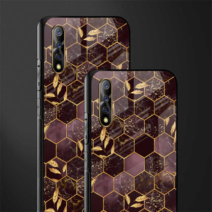 black maroon tile marble glass case for vivo z1x image-2