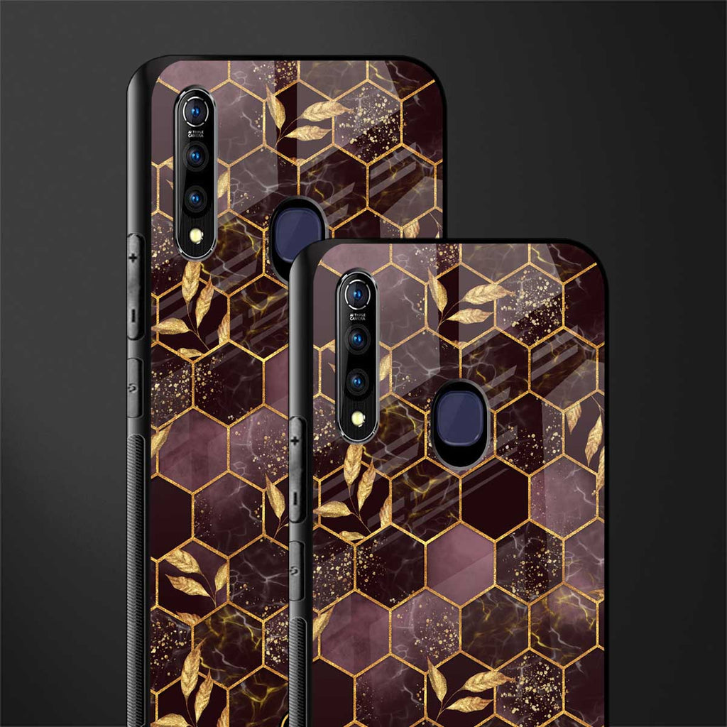black maroon tile marble glass case for vivo z1 pro image-2