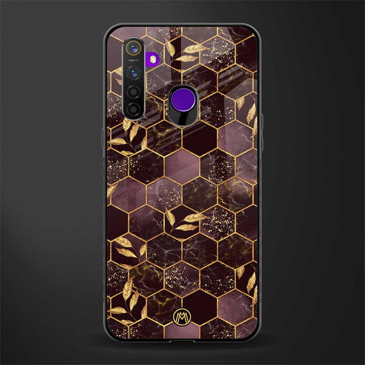 black maroon tile marble glass case for realme 5s image