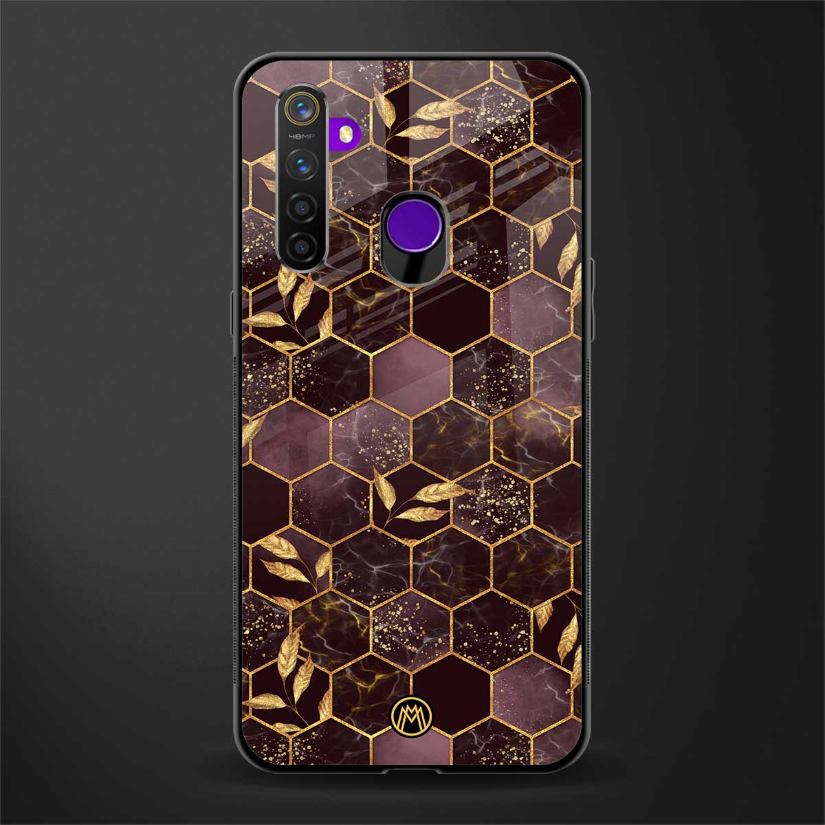 black maroon tile marble glass case for realme narzo 10 image