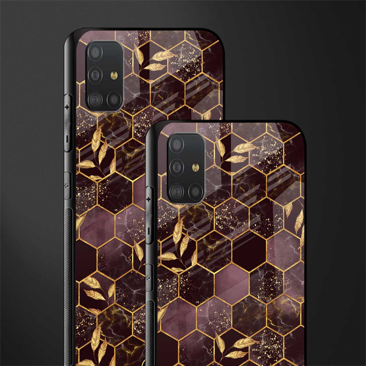 black maroon tile marble glass case for samsung galaxy a51 image-2