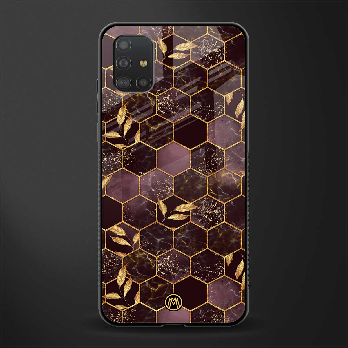 black maroon tile marble glass case for samsung galaxy a51 image