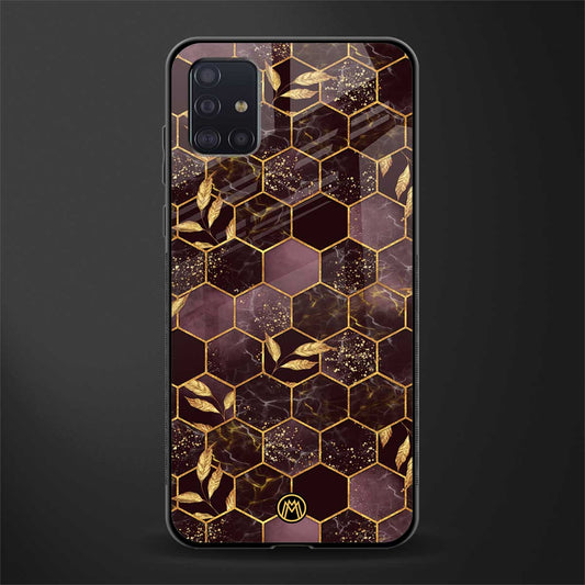 black maroon tile marble glass case for samsung galaxy a71 image