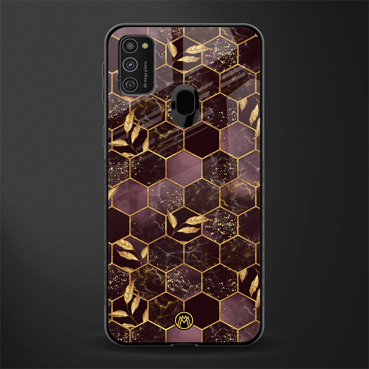 black maroon tile marble glass case for samsung galaxy m21 image