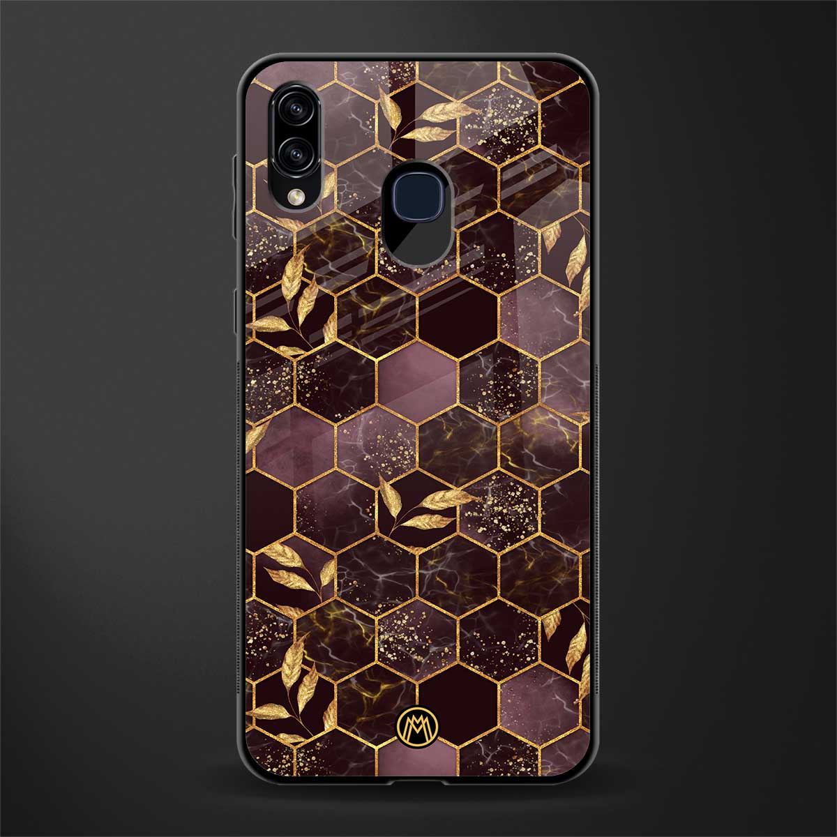 black maroon tile marble glass case for samsung galaxy m10s image