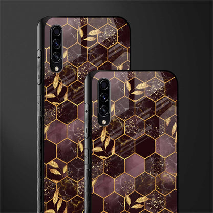 black maroon tile marble glass case for samsung galaxy a70 image-2